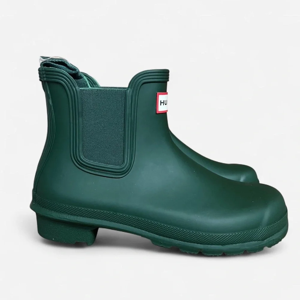 New Hunter Ladies' Ankle Rain Boot Original Chelsea Waterproof Green Bootie